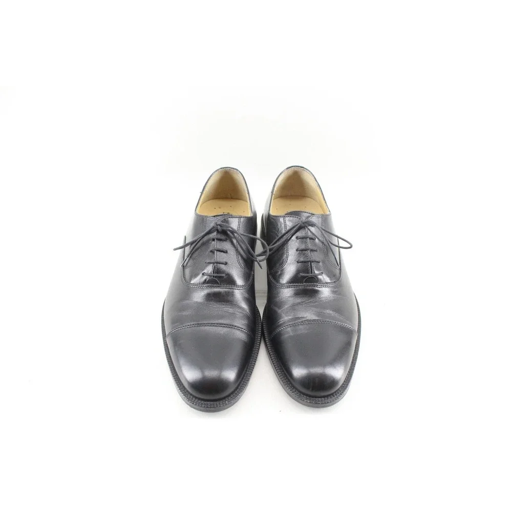 Johnson Murphy Signature Series Mens 8M Black Leather Lace up Dress Shoe Cap Toe